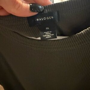 Halogen Dark Green Ribbed Knit Top